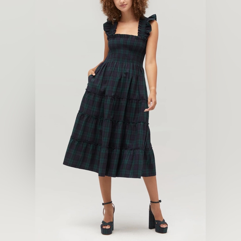 HILL HOUSE HOME  THE ELLIE NAP DRESS IN BLACKWATCH TARTAN Size SMALL